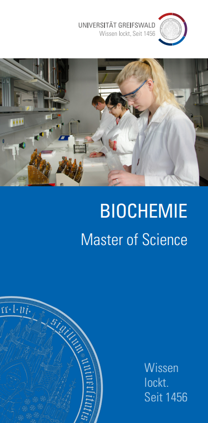 Coverbild Studienfachflyer Master Biochemie, © Universität Greifswald Biochemie Master Flyer