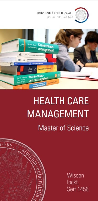 Coverbild Studienfachflyer Master Health Care Management, © Universität Greifswald Master Health Care Management