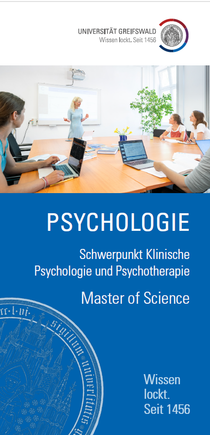 Coverbild Studienfachflyer Master Psychologie / Schwerpunkt Klinische Psychologie und Psychotherapie, © Universität Greifswald Coverbild Studienfachflyer Master Psychologie / Schwerpunkt Klinische Psychologie und Psychotherapie