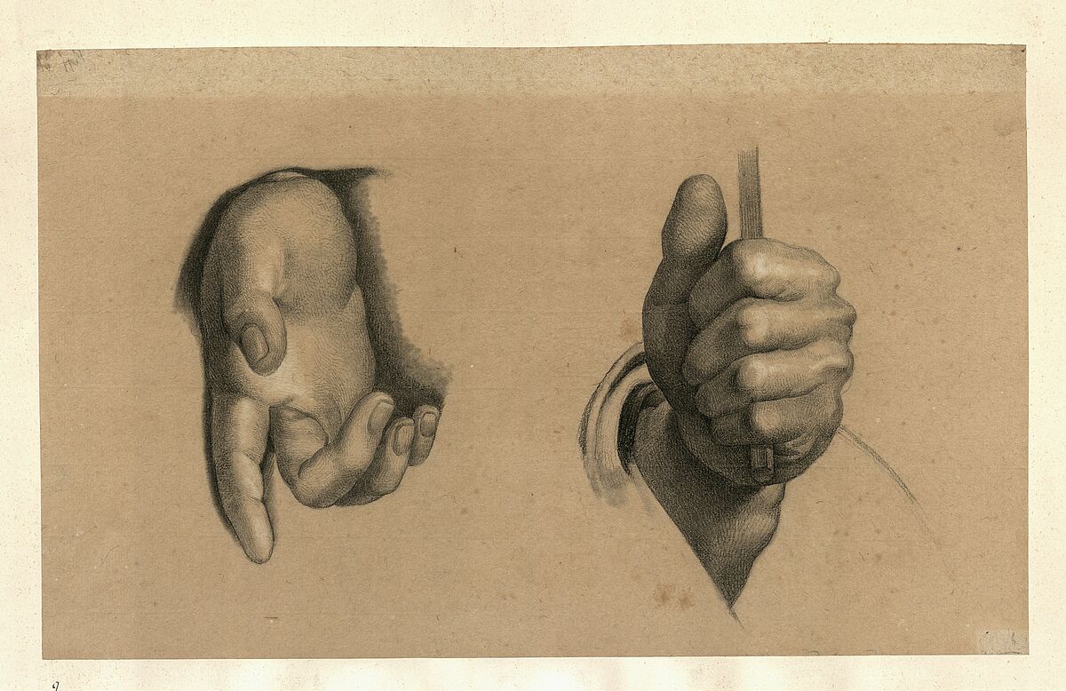 Hand studies by Wilhelm Titel belonging to the University of Greifswald’s Academic Art Collection.