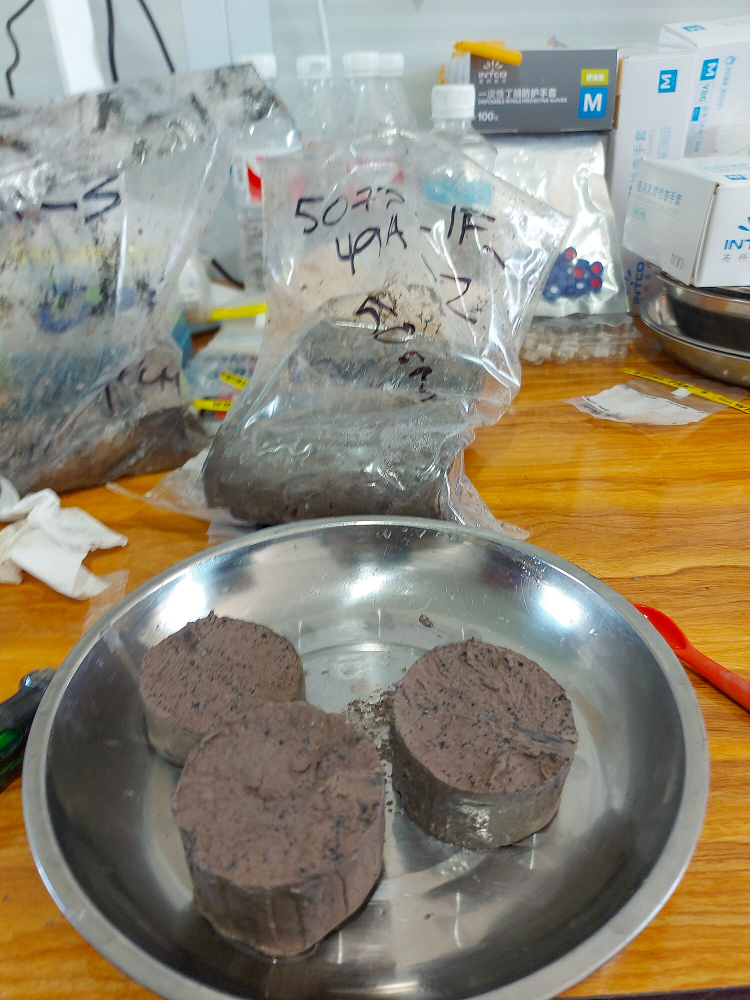 First samples from the borehole in Lake Namco. © Prof. Dr. Claudia Wrozyna First samples from the borehole in Lake Namco. © Prof. Dr. Claudia Wrozyna