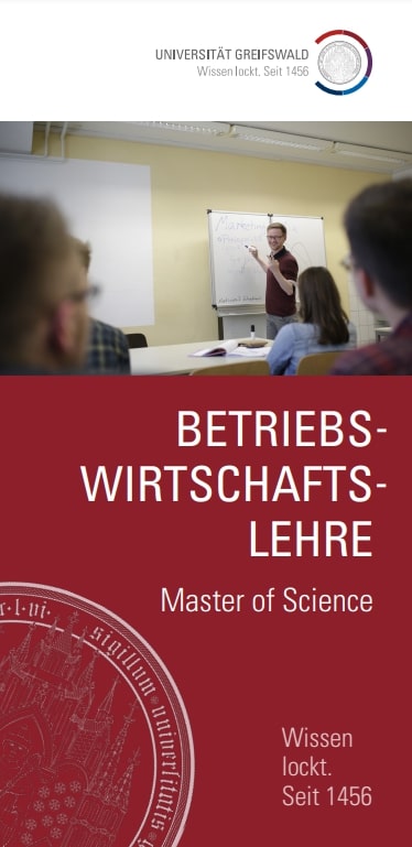Coverbild Studienfachflyer Master Betriebswirtschaftslehre, © Universität Greifswald Master Betriebswirtschaftslehre