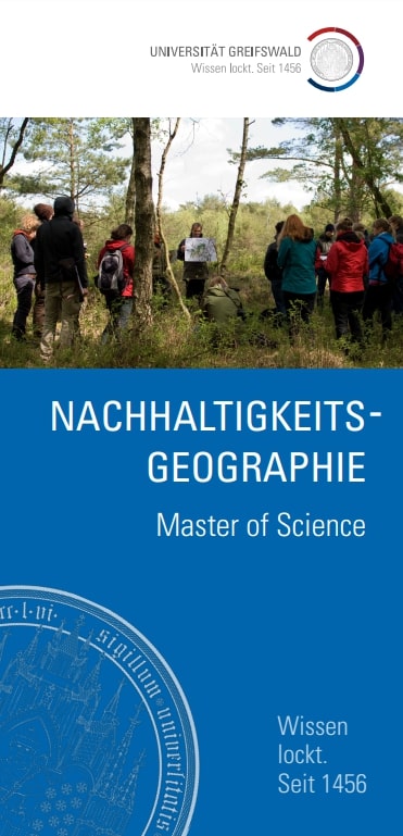 Coverbild Studienfachflyer Master Nachhaltigkeitsgeographie, © Universität Greifswald Master Nachhaltigskeitgeographie