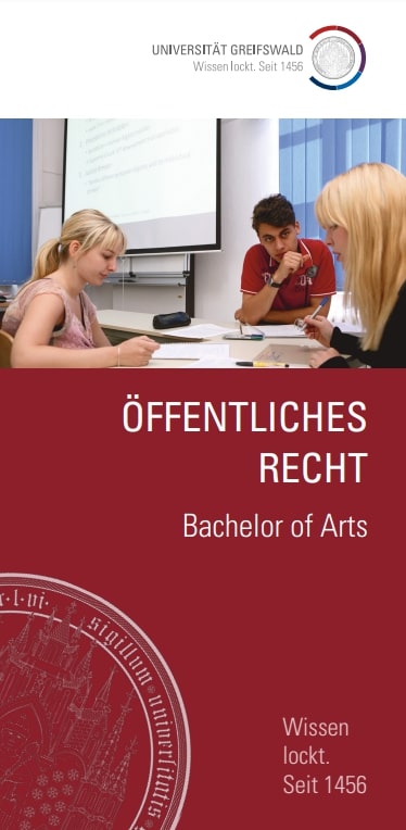 Coverbild Studienfachflyer Bachelor Öffentliches Recht, © Universität Greifswald Bachelor öffentliches Recht