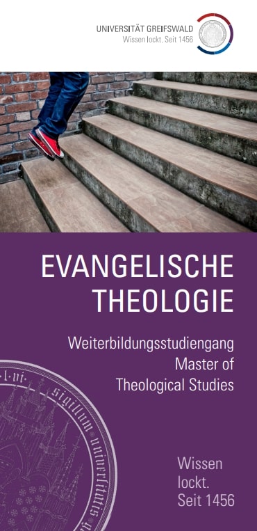 Coverbild Studienfachflyer Weiterbildungsstudiengang Theologie, © Universität Greifswald Theological Studies