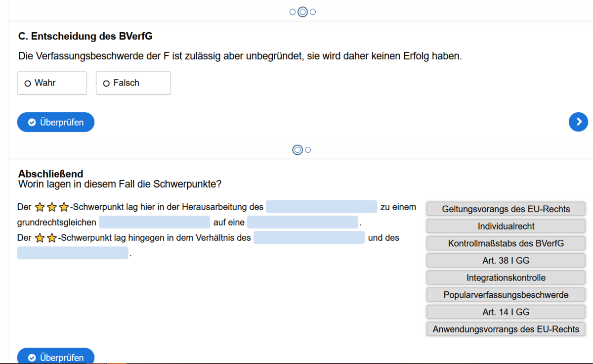 Abschließende Überprüfung in der Lektion